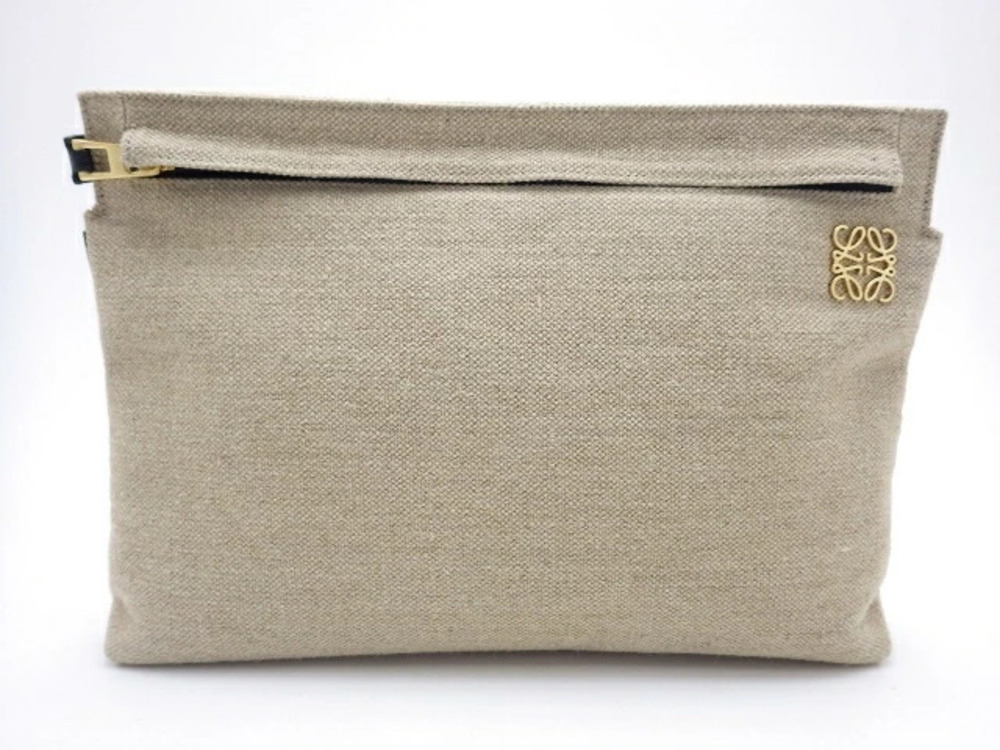 Loewe Clutch Bag T Pouch Clutch Canvas Calfskin